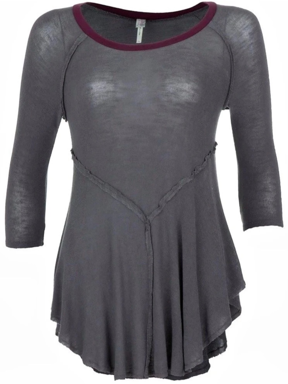 Free People Weekend Layering Top in charcoal/plum combo. Size L NWOT